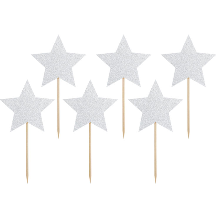 Cupcake Toppers - Star (Silver)