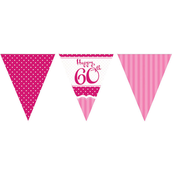 Perfectly Pink Wimpelkette "60th"