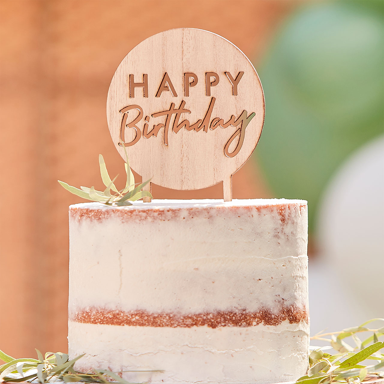 Cake Topper - Wooden Happy Birthday  