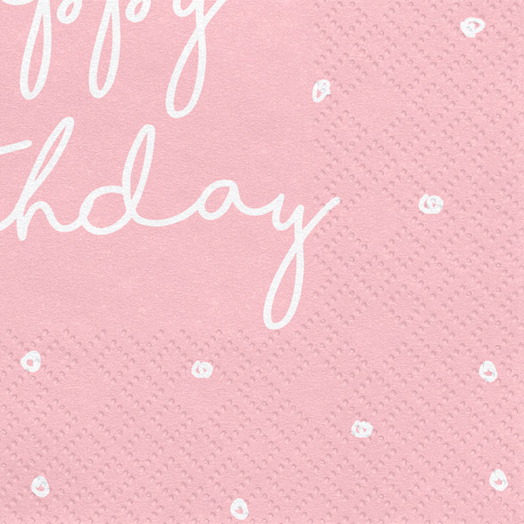20 Pastel Pink "Happy Birthday" Napkins
