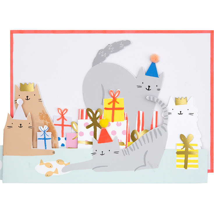 Ziehharmonika Karte Katzen Party