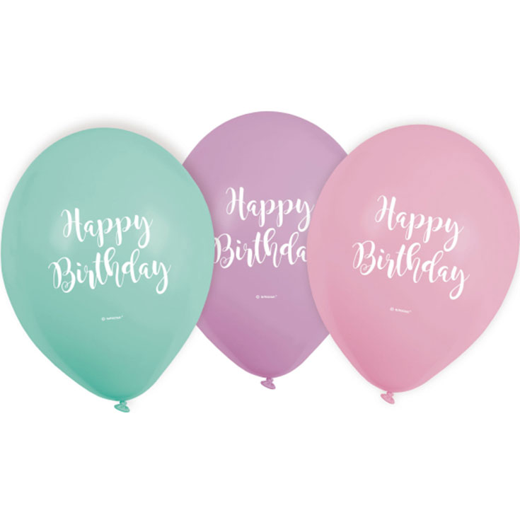 Happy Birthday Ballons Pastellfarben