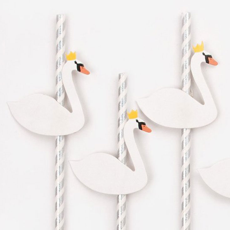 12 Lovely Swan Drinking Straws