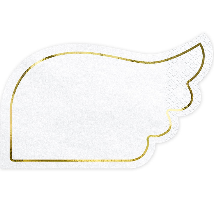 20 White & Gold Angel Wings Napkins