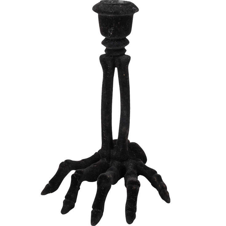 Candle Holder - Black Velour Skeleton 