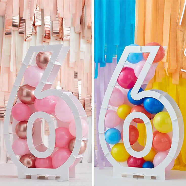 Balloon Mosaic Number  "6" Stand 