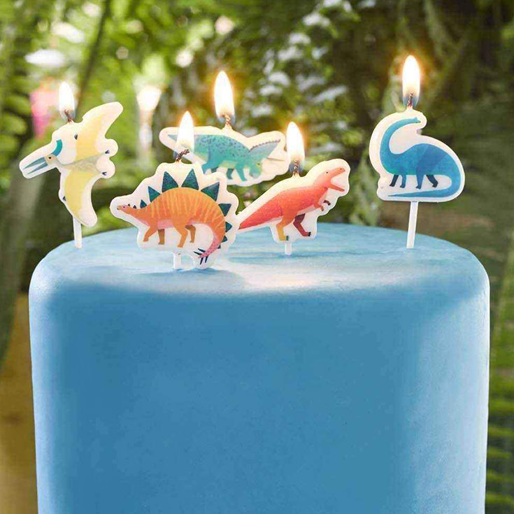 5 Party Dino Candles