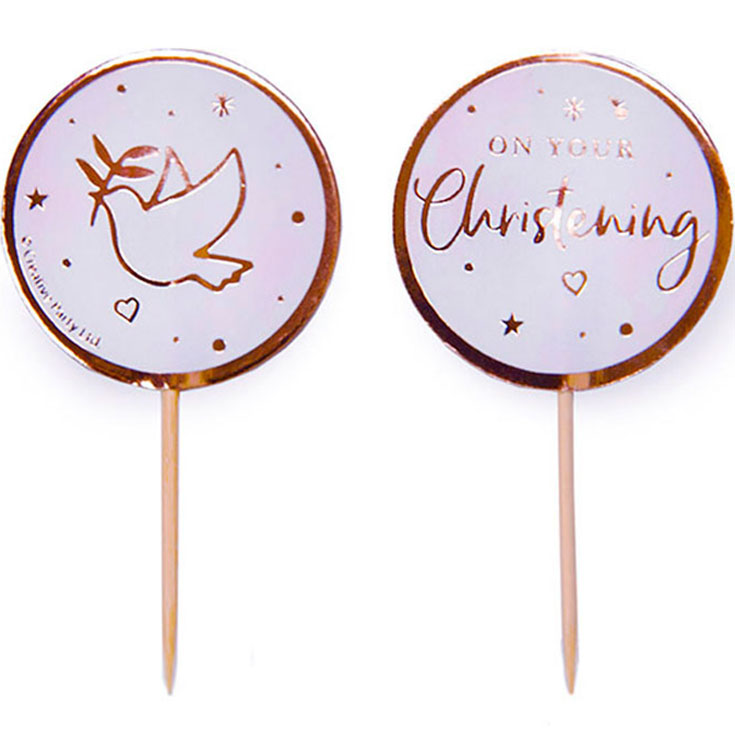 Cupcake Toppers - Pink Christening 