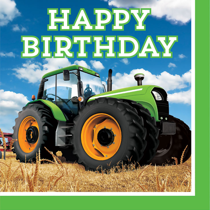 16 Tractor Party Napkins