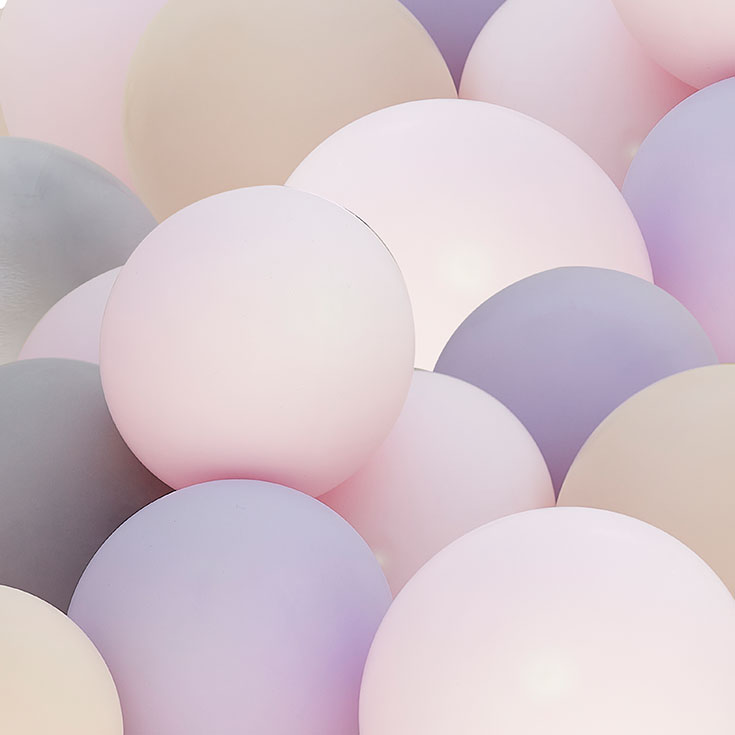 40 Mini Ballons Pink, Grau, Nude & Lila