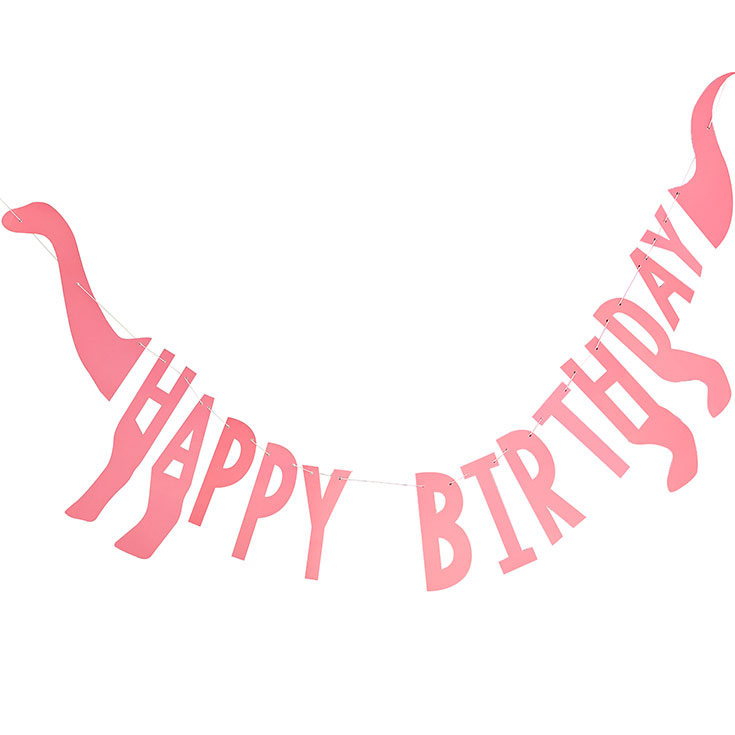 Happy Birthday Buchstabenkette Pink Dino