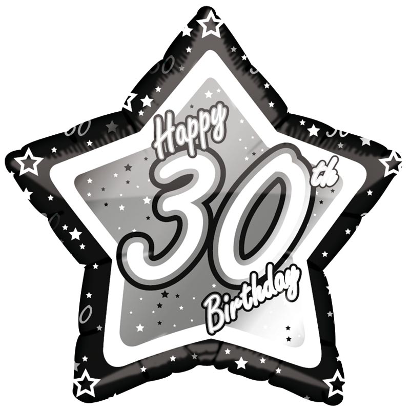 Black & Silver Foil Balloon - 30. Birthday