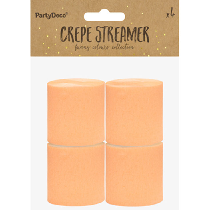 4 Crepe Streamers - Pastel Orange