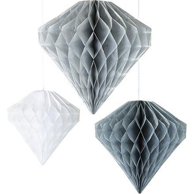 Honeycombs - Diamond  - Silver, Grey & White
