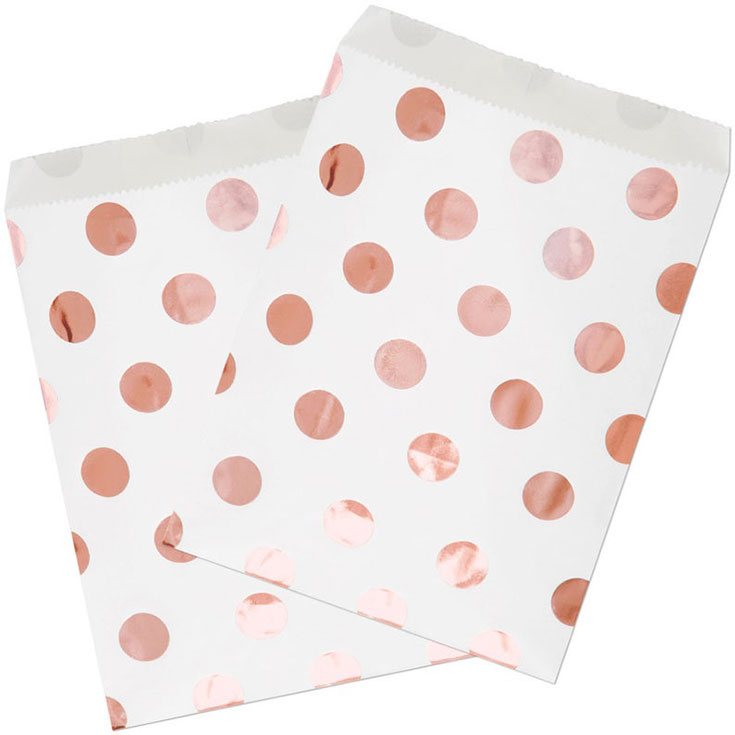 8 Rose Gold Dot & White Party Bags