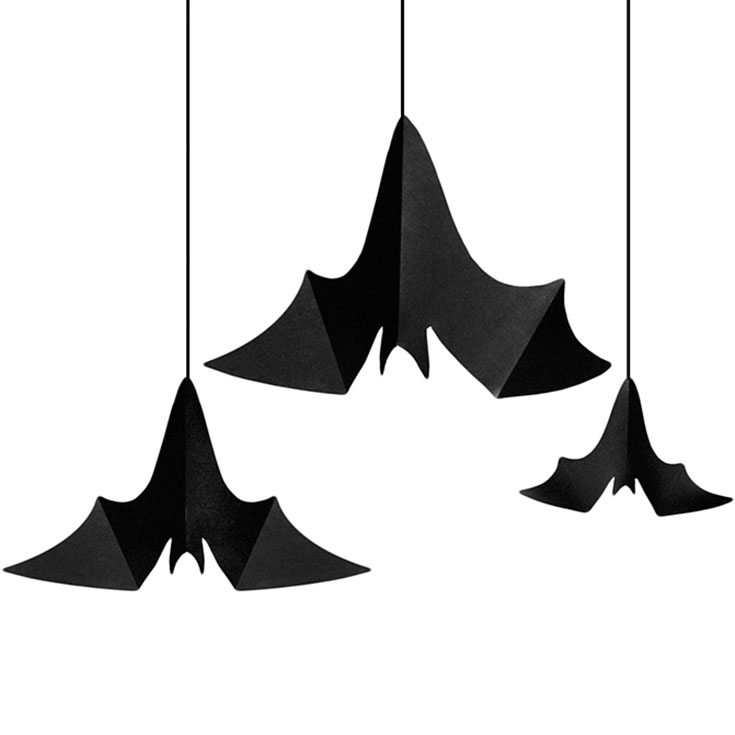 3 Hanging Bat Decorations