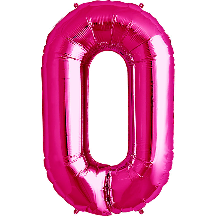 Zahl-Folienballon 0 - Pink - 86 cm