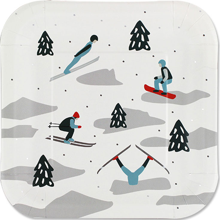 8 eckige Teller Skisport