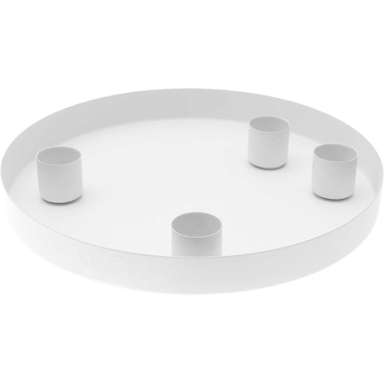 Metal Tray and Candle Holders - White