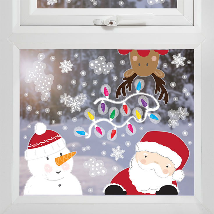 Fenstersticker Santa & Rentier
