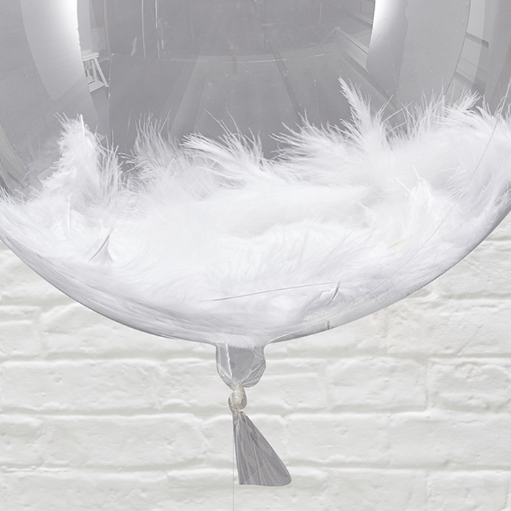 White Feather Filled Orb Balloons