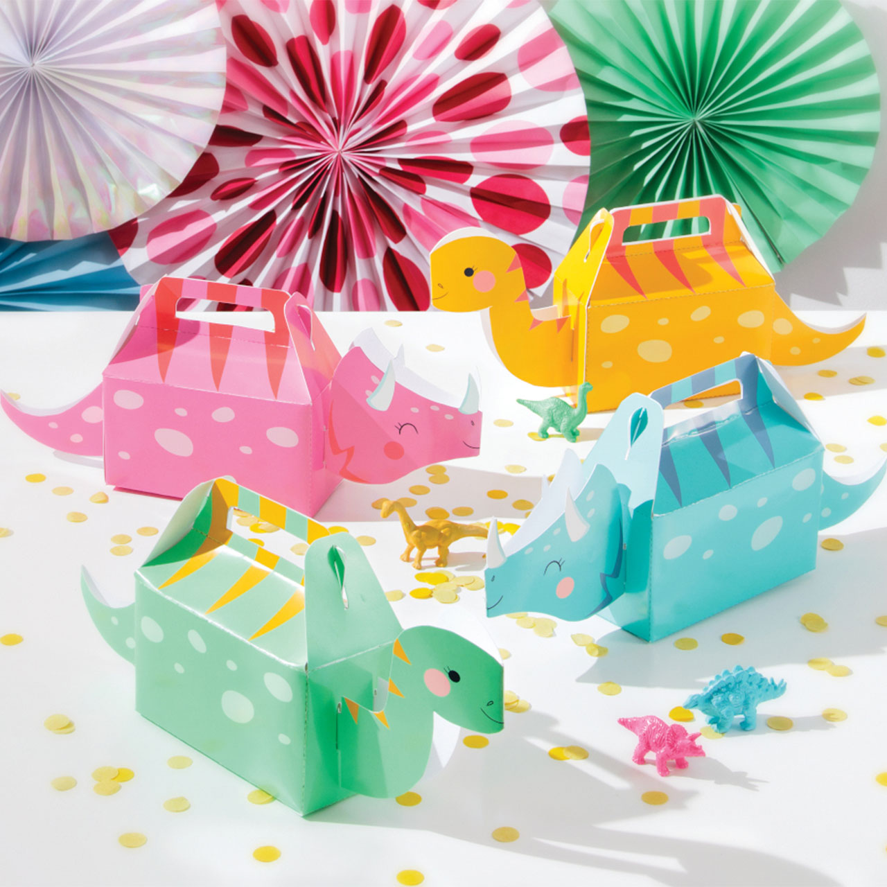 4 Dino Party Girl Treat Boxes