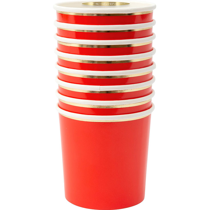 8 Bright Red Tumbler Cups