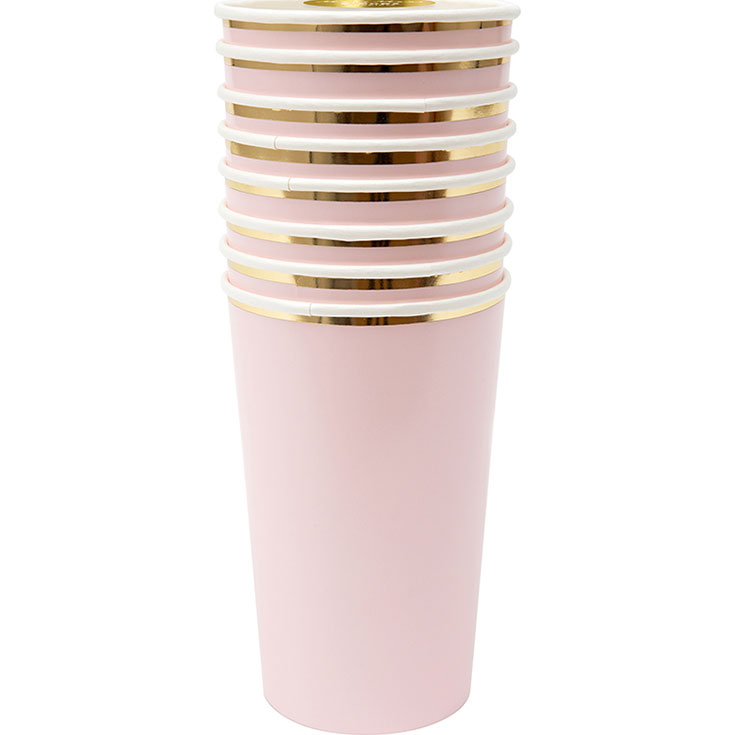 8 Pastel Pink Highball Cups