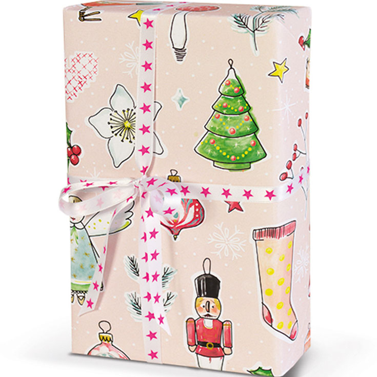 Wrapping Paper - Christmas Motif - Pink