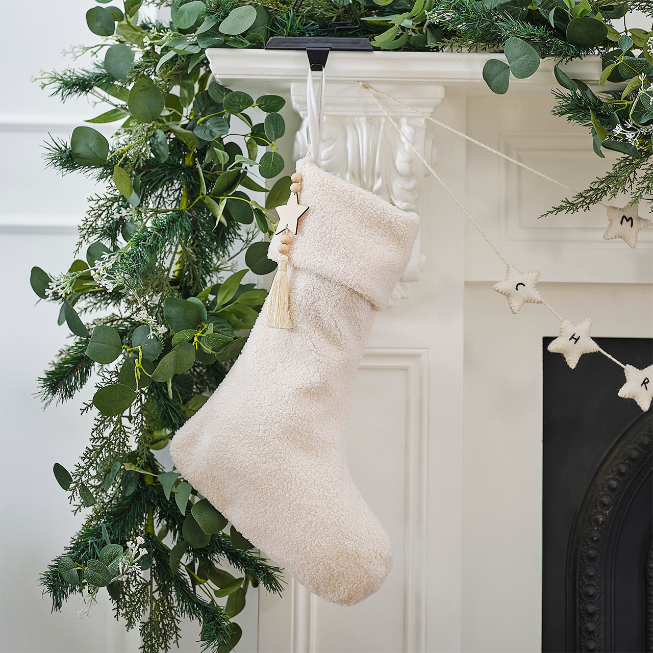 Christmas Stocking - White Boucle 