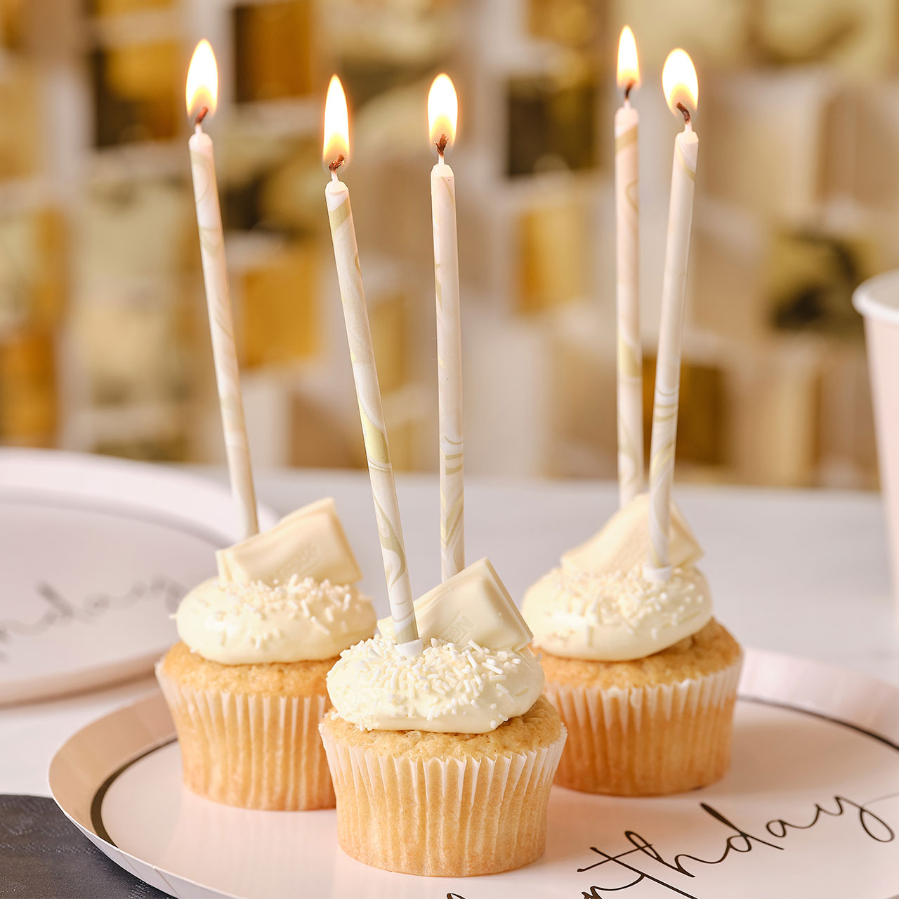 Cake Candles - Nude & Champagne (18cm H)