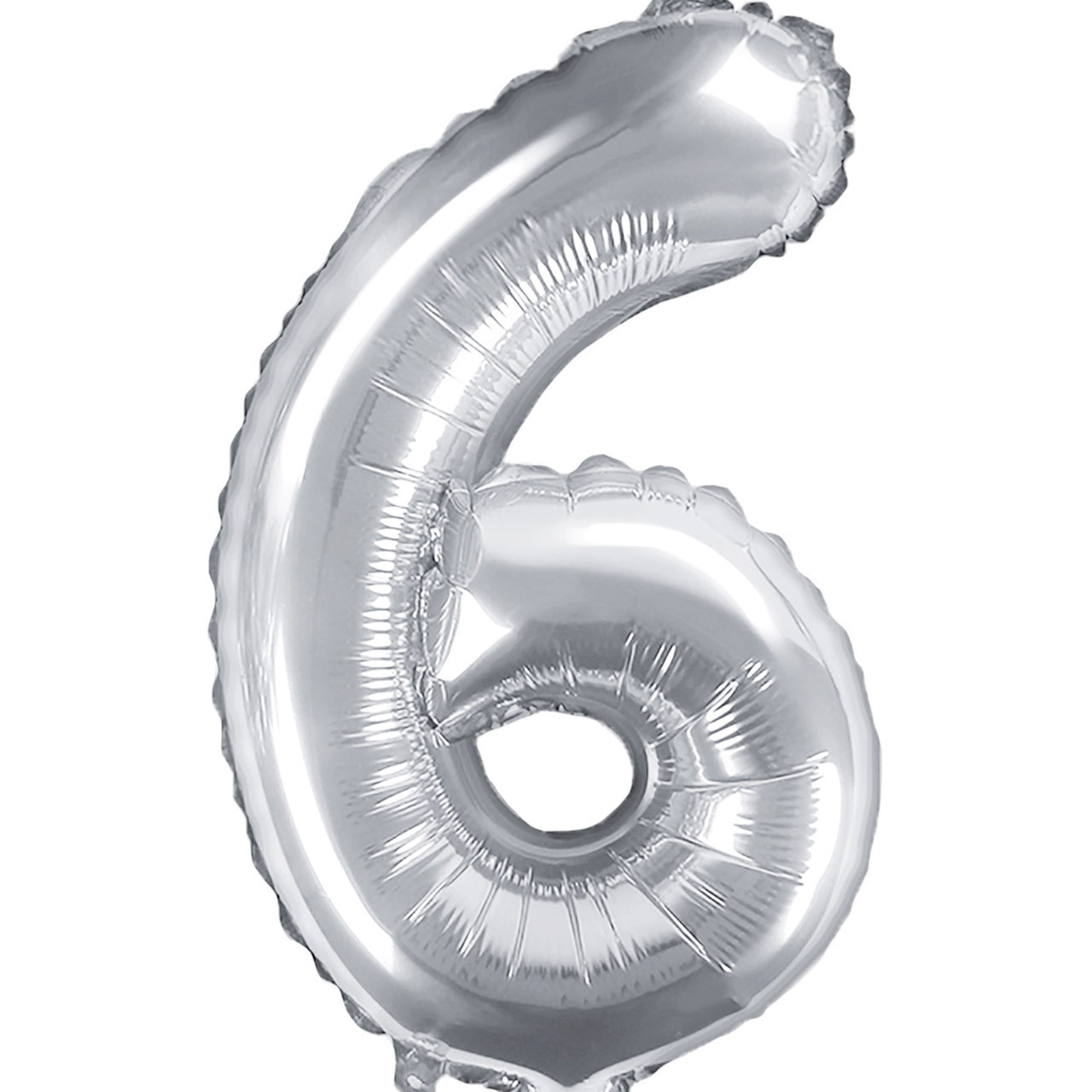 Zahl-Folienballon 6 - Silber - 35 cm