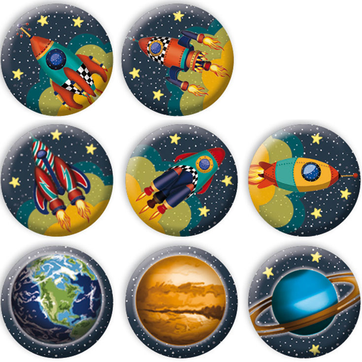 Buttons - Planeten & Raketen