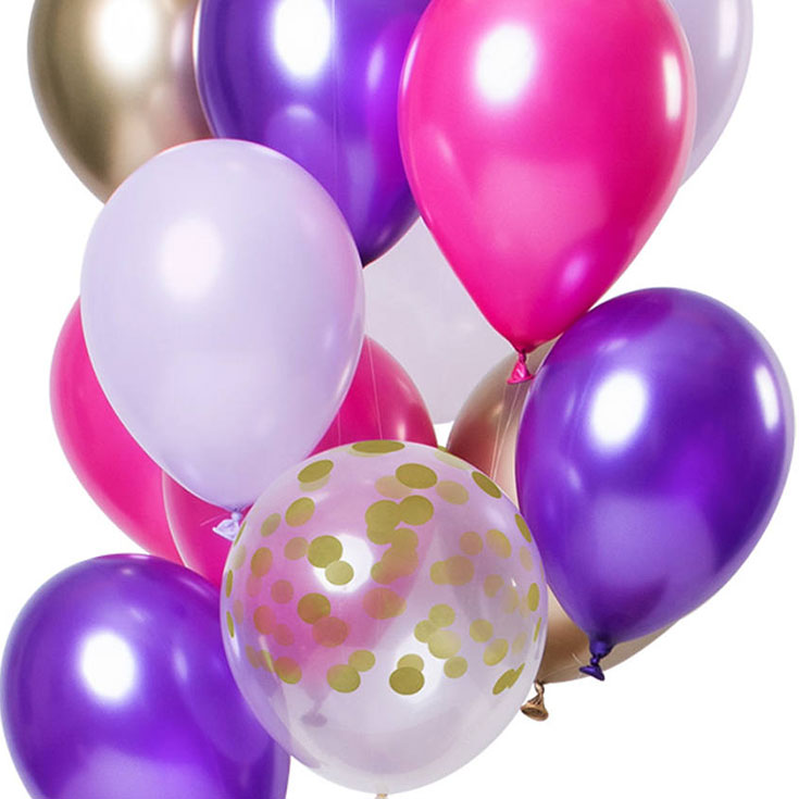 Latex Balloon - Pink, Purple & Gold 