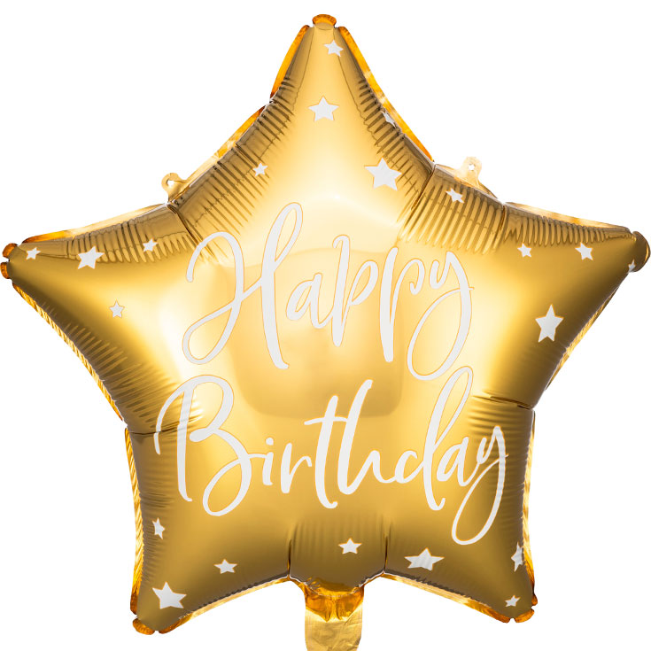 Gold "Happy Birthday" Star Foil Balloon