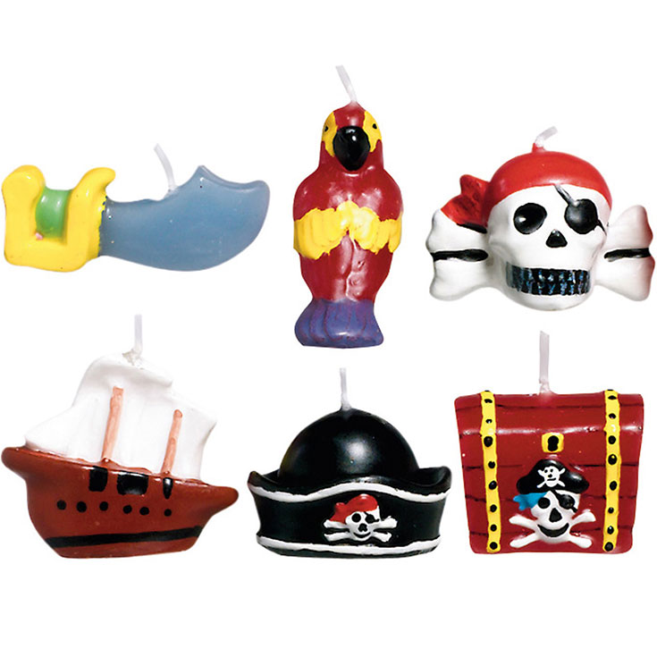 6 Mini Pirate Moulded Candles