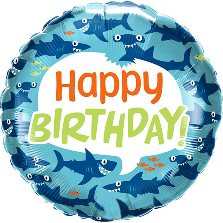 Shark Happy Birthday Foil Balloon