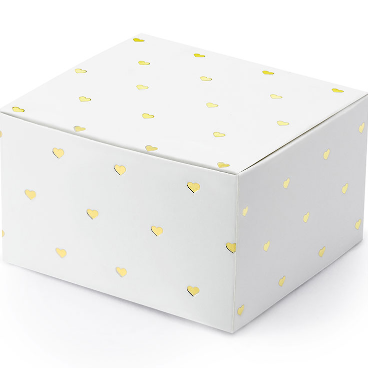 10 Geschenkboxen Goldene Herzen