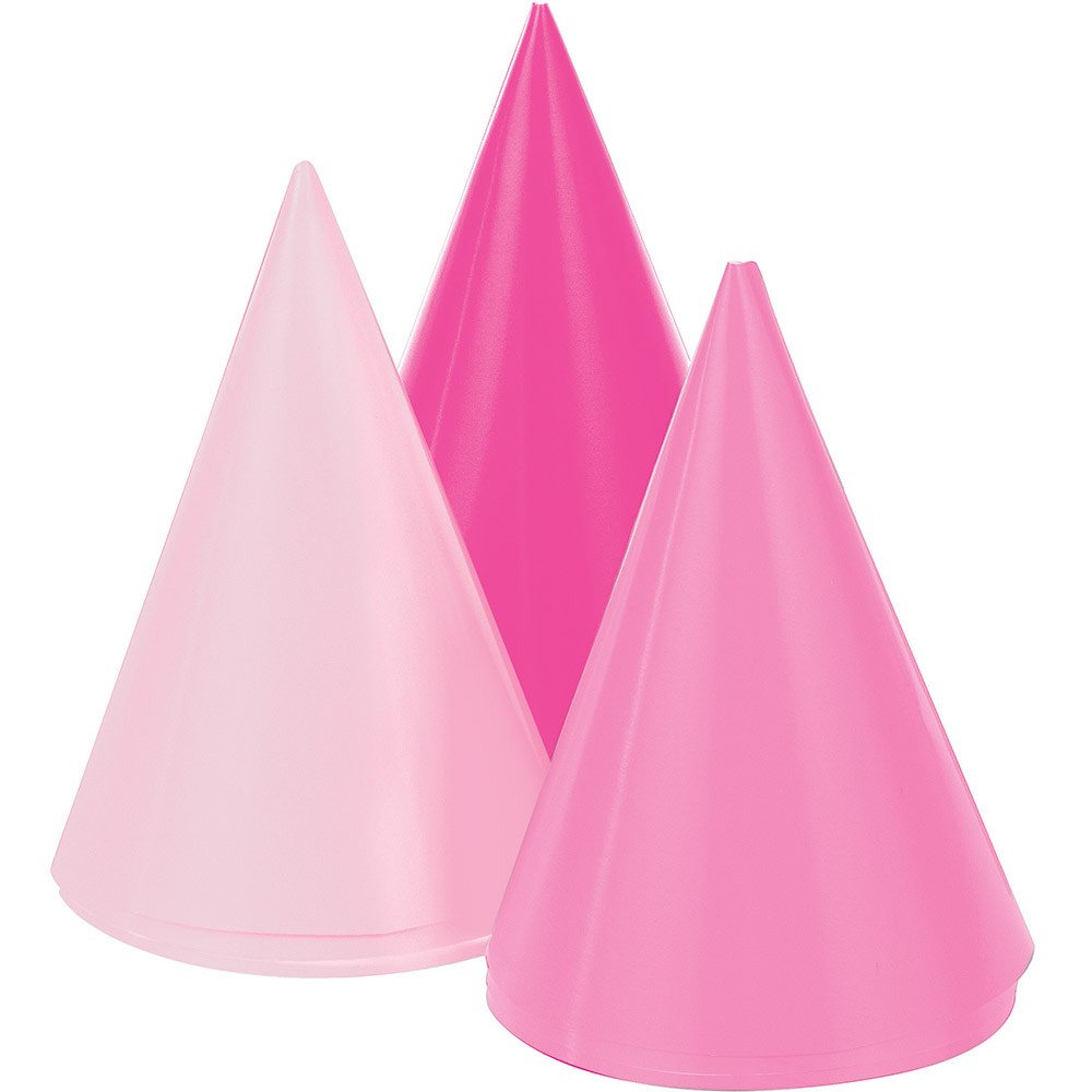 8 Assorted Pink Mini Party Hats