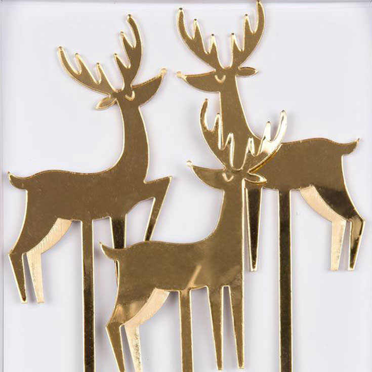 Gold Reindeer Cake Toppers