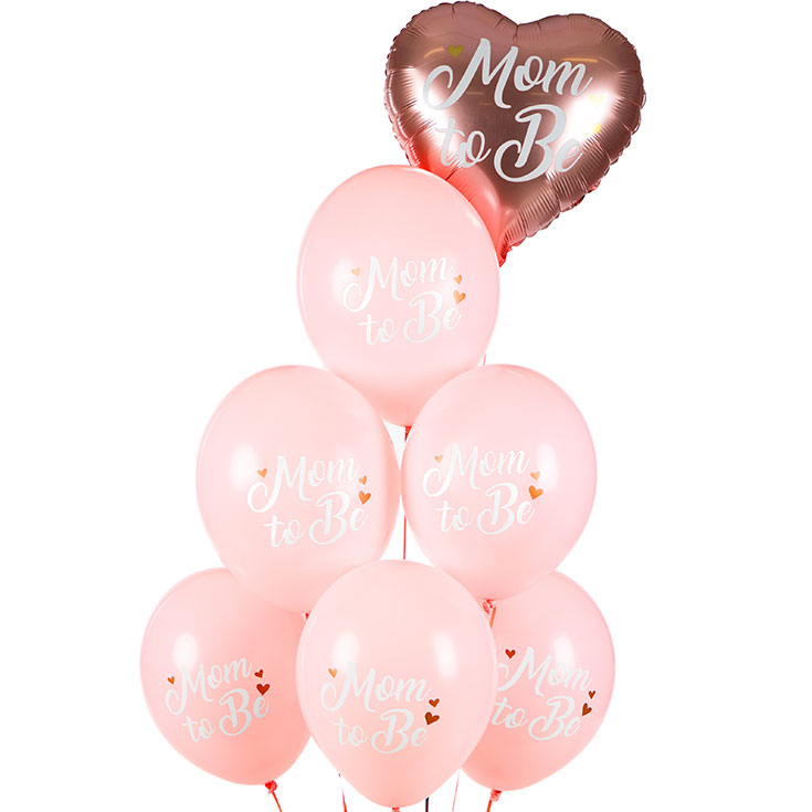 5 hellrosa Ballons Mom to Be