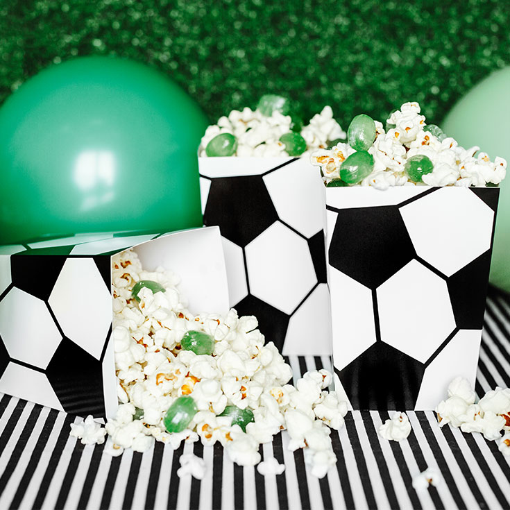6 Soccer Popcorn Boxes