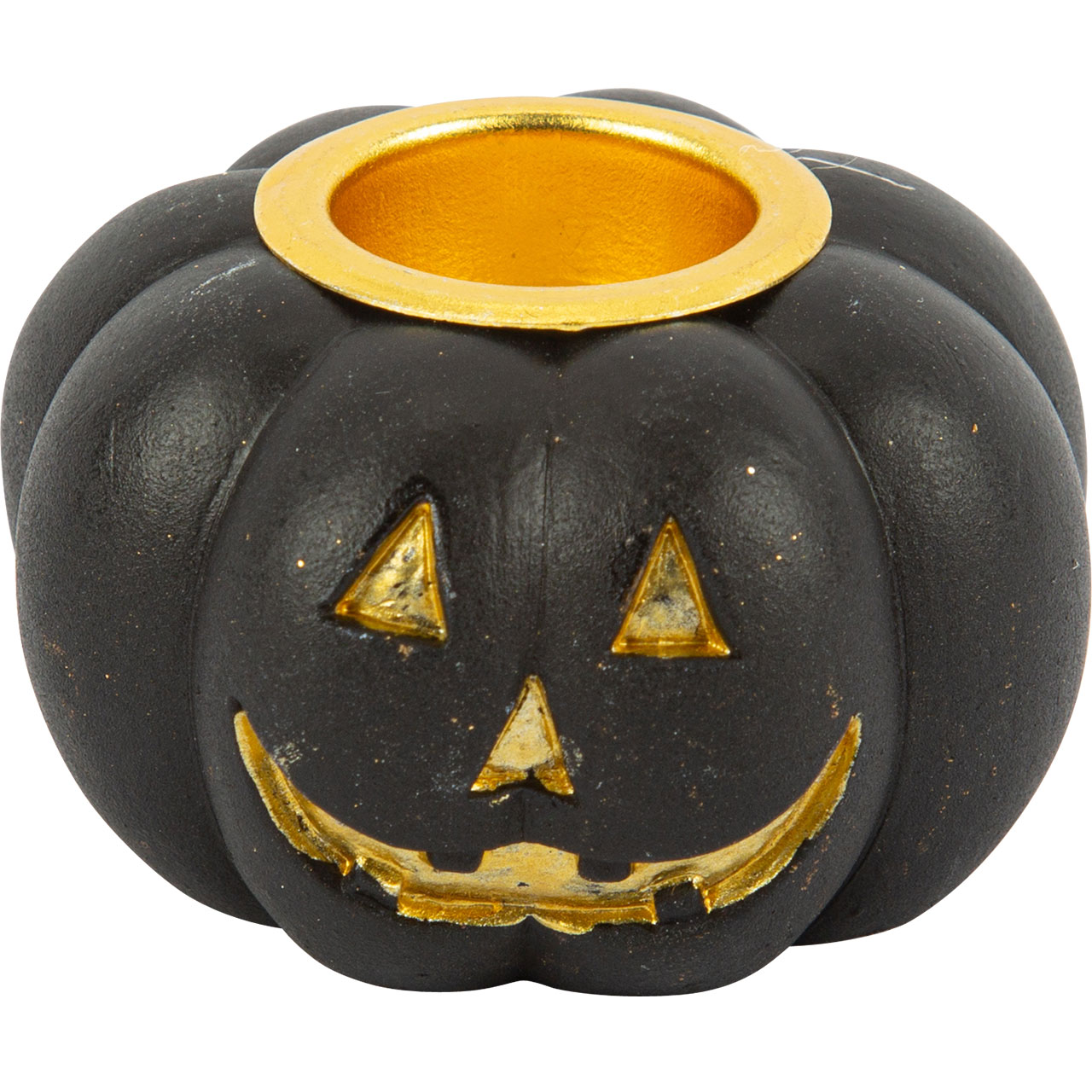 Candle Holder - Black & Gold Pumpkin