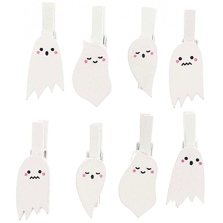 8 Wooden Ghost Pegs