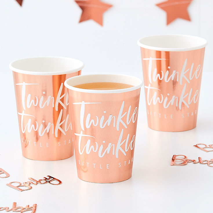 8 Rose Gold Twinkle Twinkle Cups