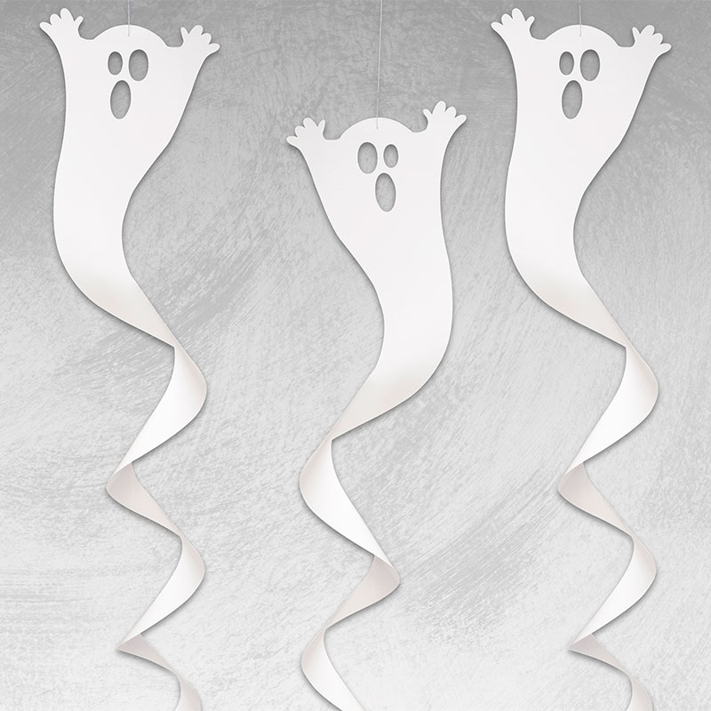 3 Ghost Spiral Decorations