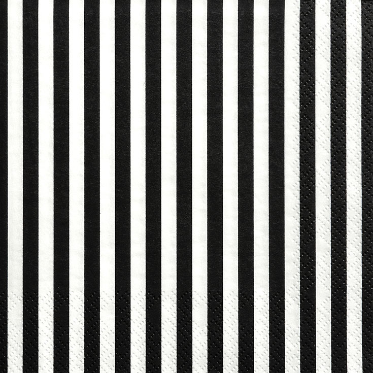 20 Black & White Stripe Napkins