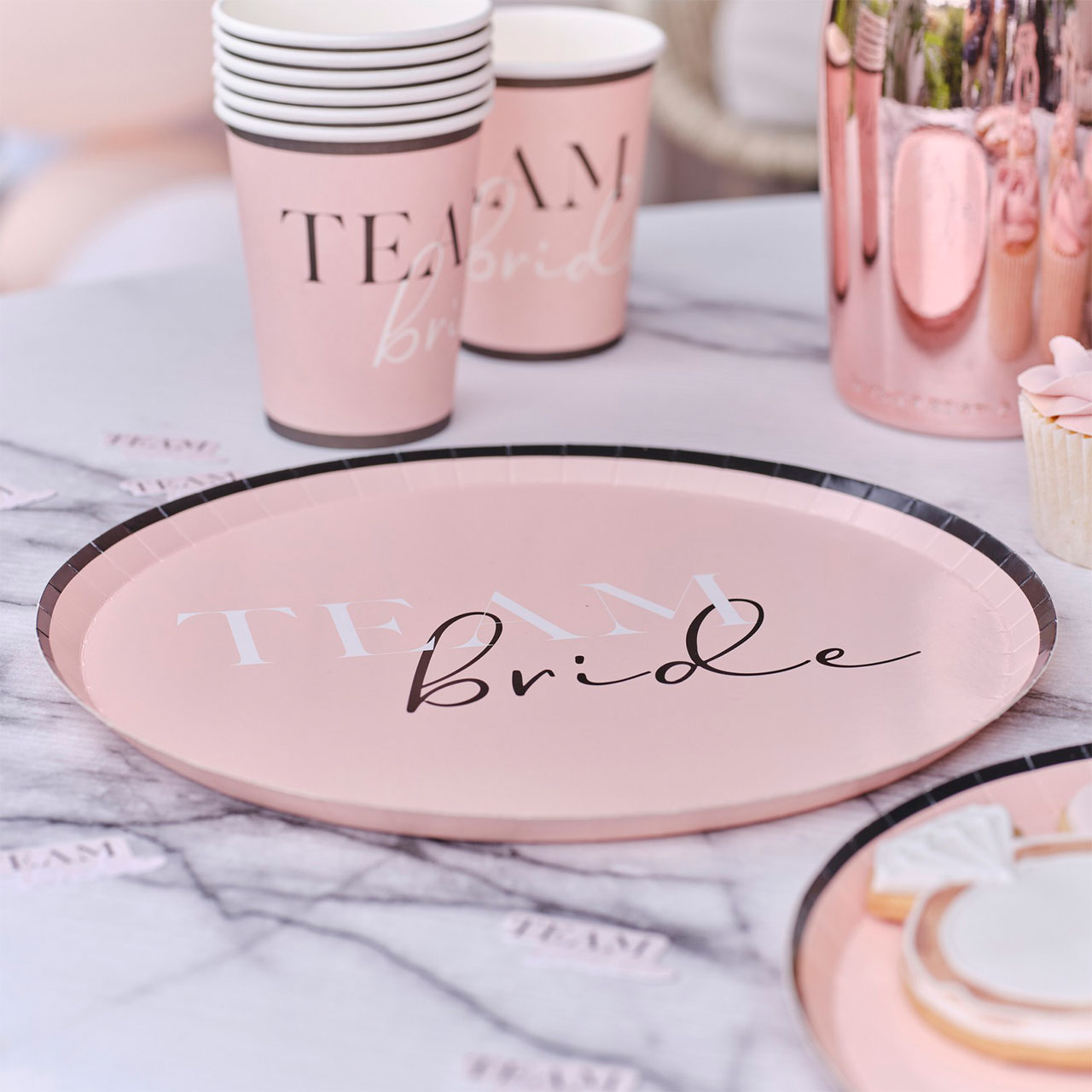 Plates - Pink & Black Team Bride