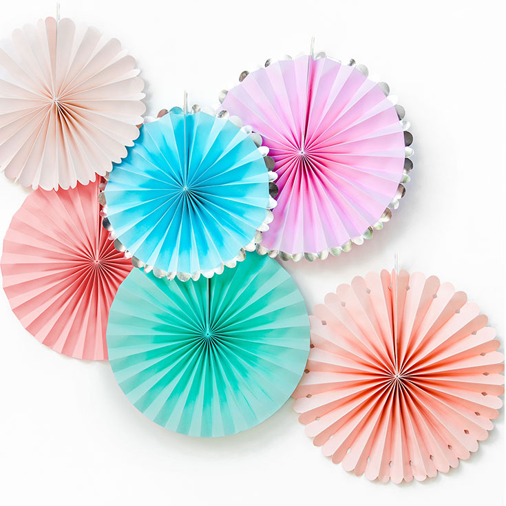 5 Assorted Grey, Peach & Pastel Pink Fans