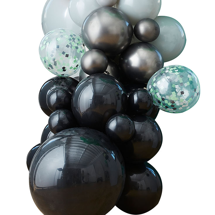 Black, Green & Grey Balloon Garland